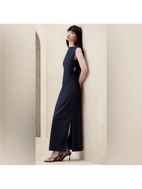 NWOT Banana Republic Rochelle Maxi Sleeveless Navy Maxi Dress with Side Cutouts